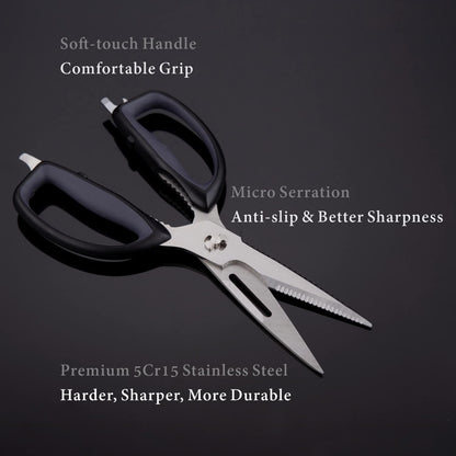 KITCHENDAO Kitchen Scissors in Stainless Steel, with Magnetic Sheath