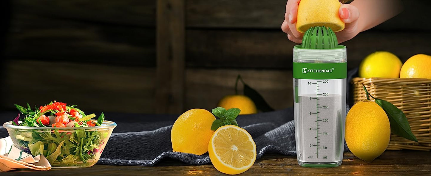 KITCHENDAO Salad Dressing Container 2 in 1 with Citrus Juicer, BPA Free