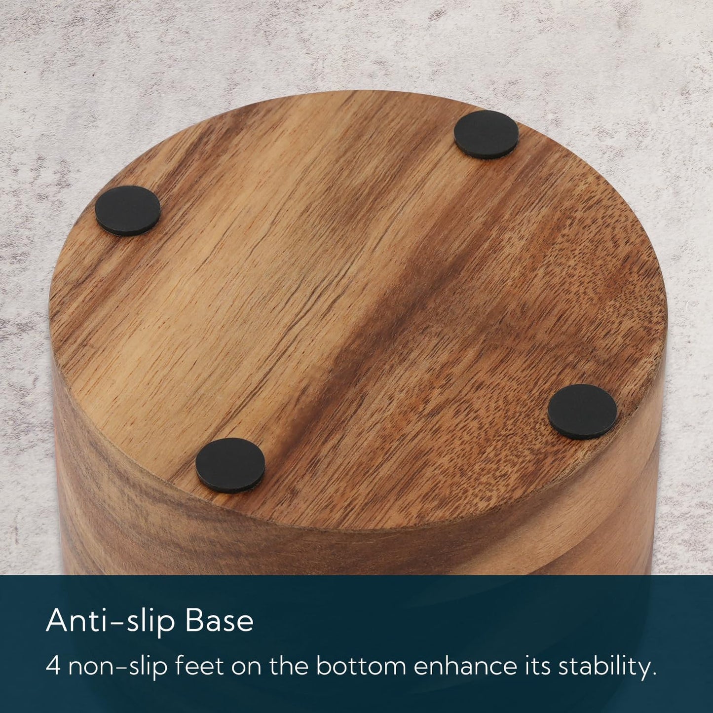 KITCHENDAO Salt Cellar with Swivel Lid and Spoon in Acacia Wood, 6OZ Capacity