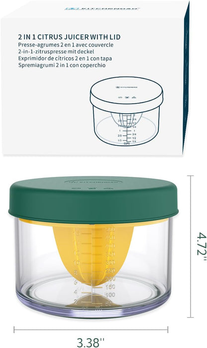 KITCHENDAO 2 in 1 Citrus Juicer with Lid, 16OZ