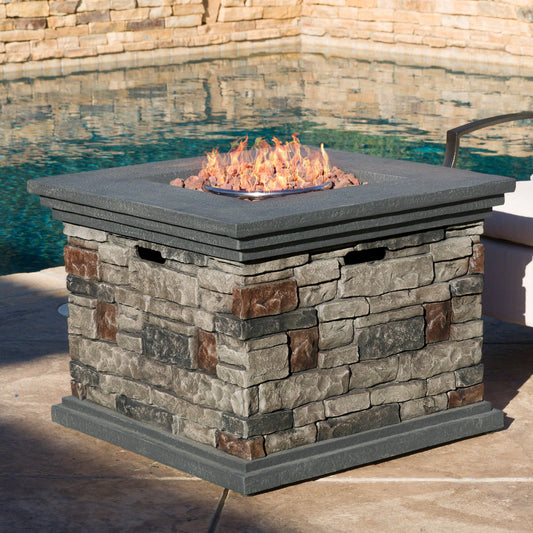 32 STONE SQUARE MGO FIRE PIT - 40000 BTU