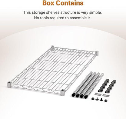 1-Tier Shelving Unit, 29.92" W x 13.78" D x 14.96" H Steel Organizer Wire Rack, Chrome