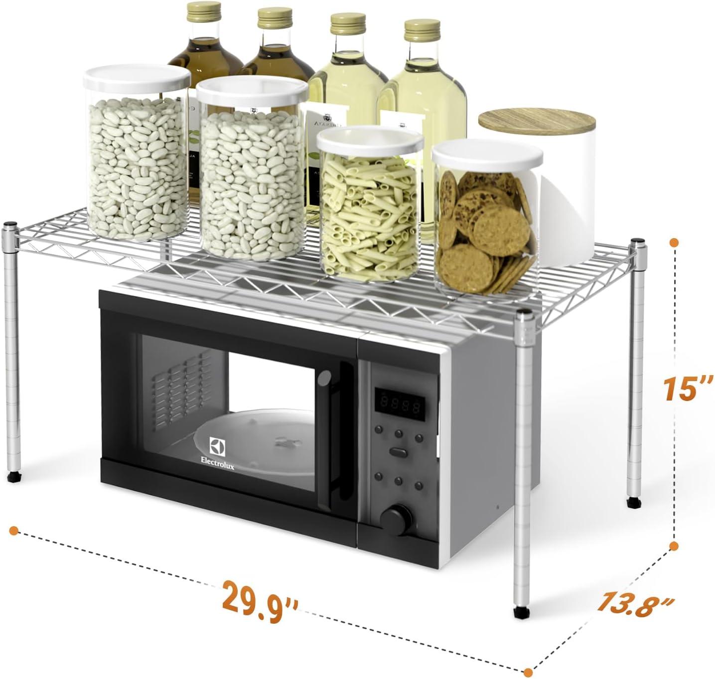 1-Tier Shelving Unit, 29.92" W x 13.78" D x 14.96" H Steel Organizer Wire Rack, Chrome