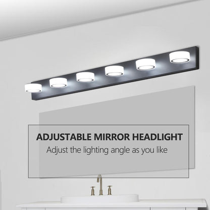 (Same as W1340110595/L2010) 45" Modern 6-Light LED Vanity Light, Sleek Black Bathroom Wall Light Fixture for Mirror, Shower, and Bathroom Decor