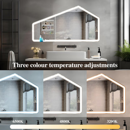 52*28 inch LED Bathroom Vanity Mirror Wall Mounted Adjustable White/Warm/Natural Lights Anti-Fog Touch Switch with Memory Modern Smart Large Bathroom Mirrors