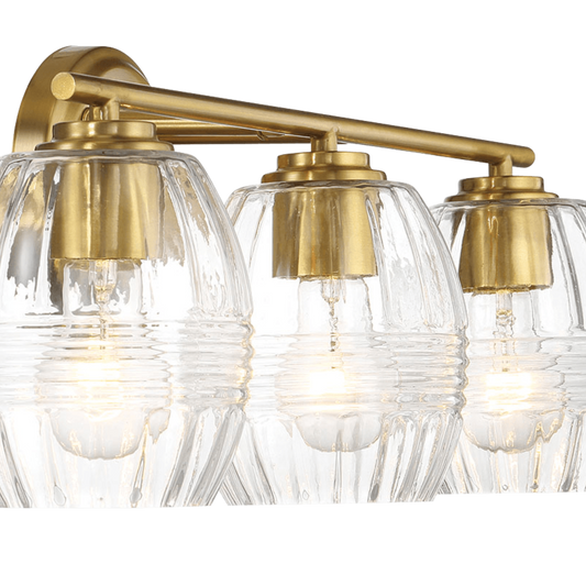 Luster Three Lights Vanity With Clear Glass for Bathrooms above Mirror  Wall Lamp - Satin Brass
