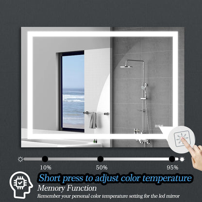 48" x 36" LED Bathroom Mirror with Anti-Fog and Touch Sensor – Modern Frameless Lighted Wall Mirror for Bathroom Vanity, Shower Room, or Dressing Area