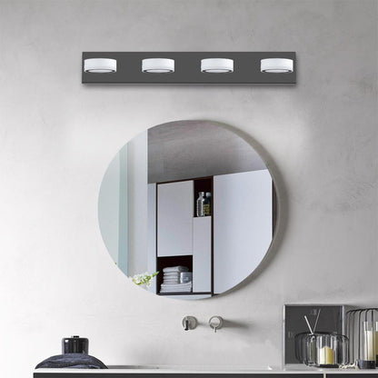 (Same as W1340110592/L2008) 29" Modern 4-Light LED Vanity Light, Sleek Black Bathroom Wall Light Fixture for Mirror, Shower, and Bathroom Decor