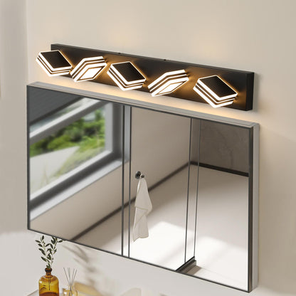 34" Modern 5-Light LED Vanity Light - Sleek Bathroom Wall Fixture, Iron & Acrylic, Dimmable & Energy-Efficient, Ideal for Mirror Lighting