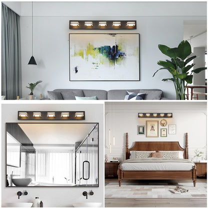 34" Modern 5-Light LED Vanity Light - Sleek Bathroom Wall Fixture, Iron & Acrylic, Dimmable & Energy-Efficient, Ideal for Mirror Lighting