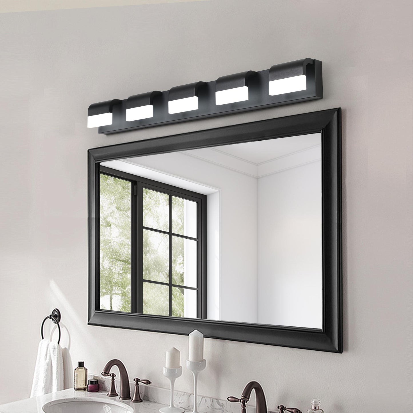 Modern Bathroom Vanity Lighting 5-Light LED Vanity Lights Over Mirror Bath Wall Lighting