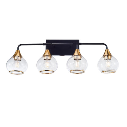 Home Decorative Bedroom Bathroom Vanity Light Matte Black Antique Brass Iron Glass 4-Light E26 Bulb Wall Mounted Light