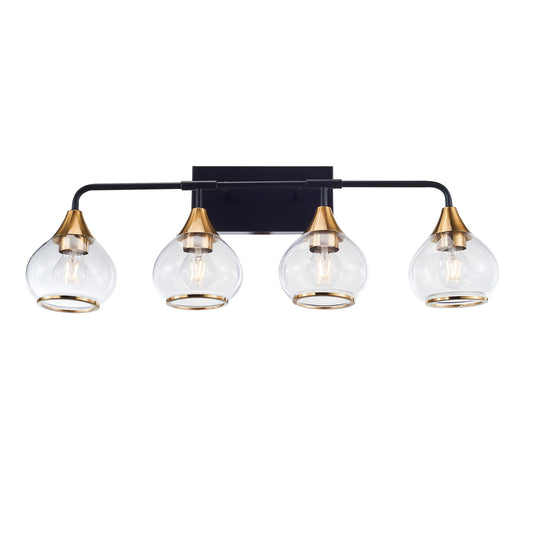 Home Decorative Bedroom Bathroom Vanity Light Matte Black Antique Brass Iron Glass 4-Light E26 Bulb Wall Mounted Light
