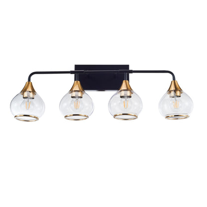 Home Decorative Bedroom Bathroom Vanity Light Matte Black Antique Brass Iron Glass 4-Light E26 Bulb Wall Mounted Light