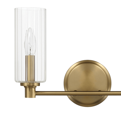 Regal Double Light Vanity With Clear Ribbed Glass - Satin Brass