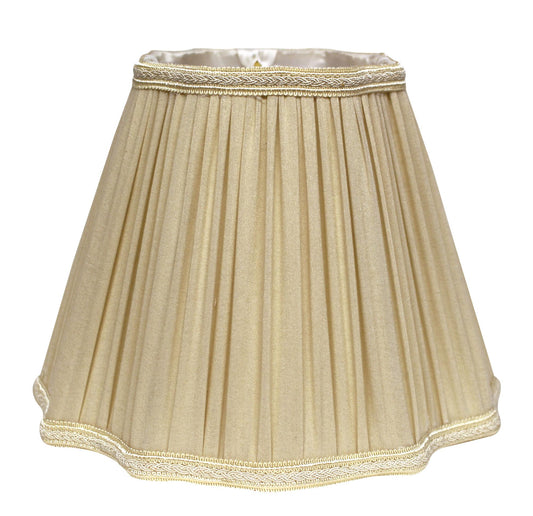 Inverted Corners Fancy Square Pleated Softback Lampshade with Washer Fitter, Taupe Color Natural Fabric Lampshade for Table Lamps, 5" Top x 12" Bottom x 9" Height