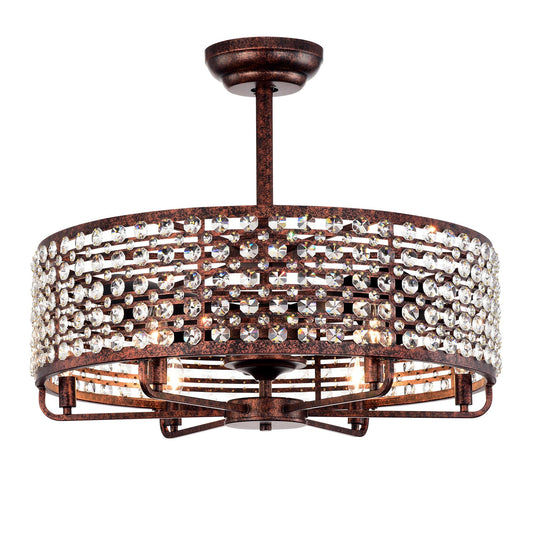 Dia 26.8 inch Chandelier Ceiling Fan ,Crystal  Shade Ceiling Fan with Remote Control,3 ABS Blade--4-light( No Include Bulb)