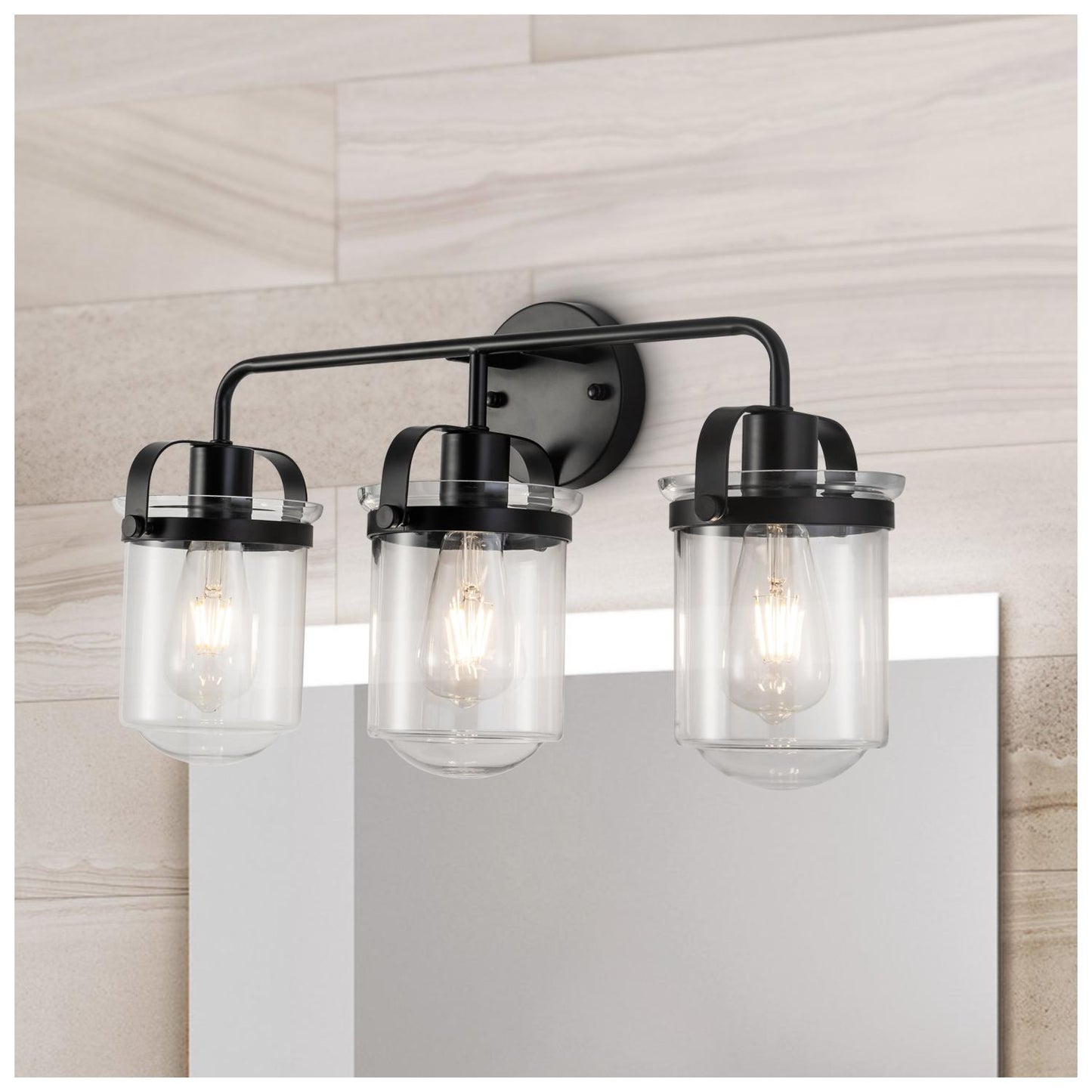 3-Light with Clear Glass Shade, Modern Sconce,  Industrial Indoor  Light Fixture for Bathroom Living Room Bedroom Over Kitchen Sink, E26 Socket,  [No Bulb]