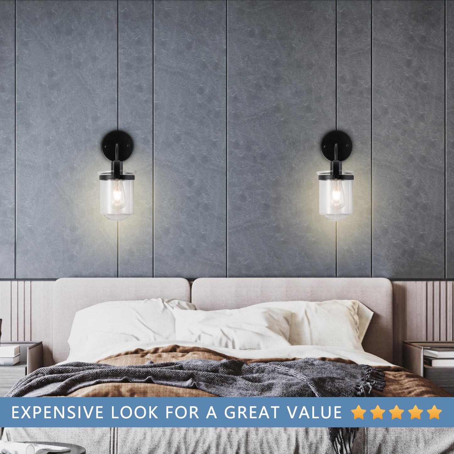 1-Light with Clear Glass Shade, Modern Sconce, Industrial Indoor  Light Fixture for Bathroom Living Room Bedroom Over Kitchen Sink, E26 Socket,  [No Bulb]