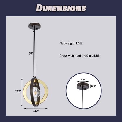 1-Light Matte Antique Bronze Chandelier