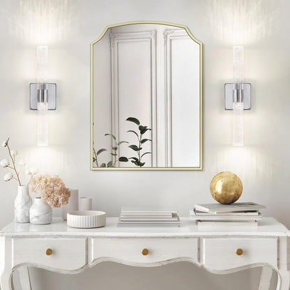17"(H) Contemporary Crystal Wall Light, Chrome Finish with Bubble Crystal, 2-Light Sconce for Bathroom, Bedroom, Hallway – Modern Indoor Lighting Fixture