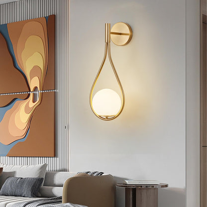 19" Set of 2 Modern Golden Wall Sconces with Opal Glass Globe, Mid-Century Design, Luxury Wall Lights for Bedroom, Living Room, Hallway (No Bulb)
