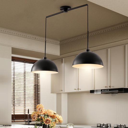 41" Industrial Modern Black Double Pendant Light – Adjustable Ceiling Hanging Lamp with Matte Finish for Dining Room, Kitchen, or Living Room – Stylish and Durable Lighting Fixture (No Bulbs)