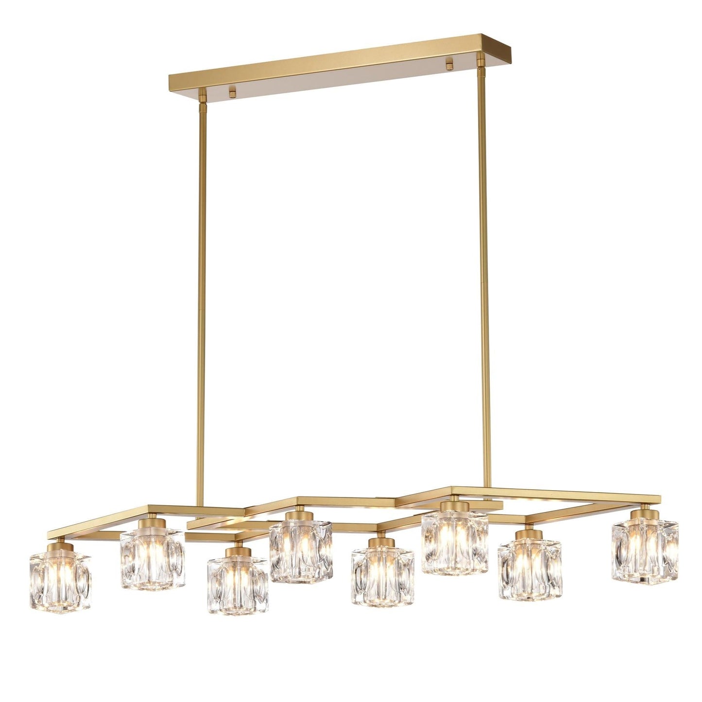 Crystal  Chandelier for Dining Room, 8-Light Kitchen Chandelier Light Fixture Modern Metal Industrial  Chandeliers for Farmhouse Entryway Living Room--Matte Gold (8*G9 Bulbs Included)