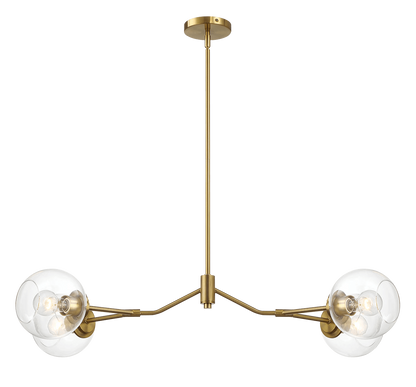 Jewel Four Lights Modern Farmhouse Chandelier Ceiling Hanging Light Fixture For Kitchen Island Dining Room 36"L × 20"W × 7.25"H with Clear Glass