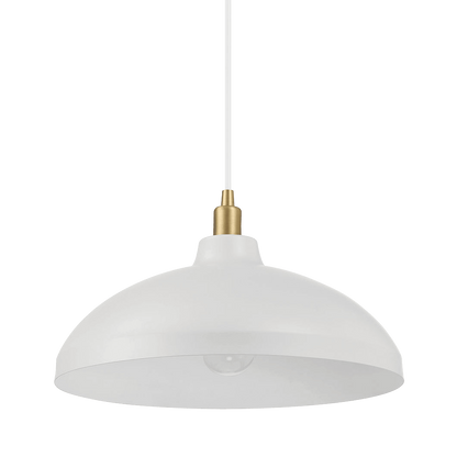 Astral Single Light White Pendant Lamp with Golder Brass Finish for Entrance Kitchen Island 14"D × 8"H