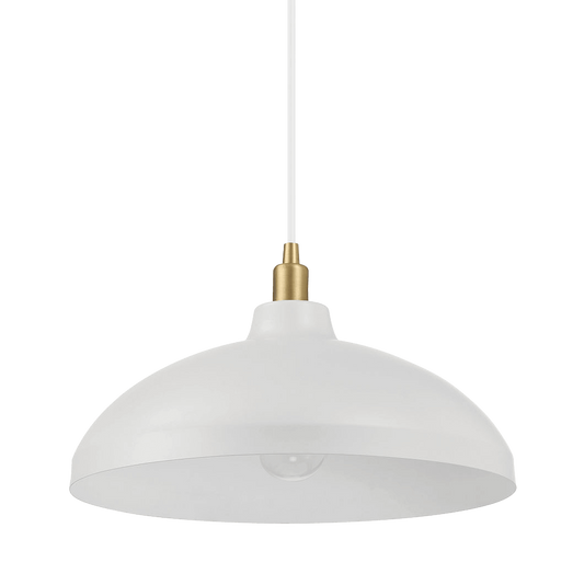 Astral Single Light White Pendant Lamp with Golder Brass Finish for Entrance Kitchen Island 14"D × 8"H