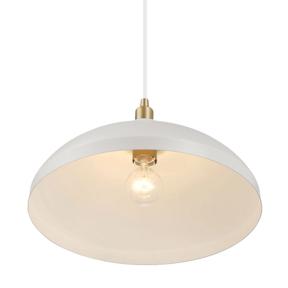 Astral Single Light White Pendant Lamp with Golder Brass Finish for Entrance Kitchen Island 14"D × 8"H
