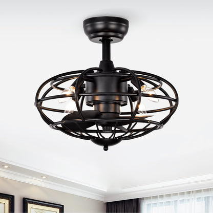 18.1" Caged Ceiling Fan with  Remote Control,Timer, 3 Speeds Indoor Ceiling Fan for Farmhouse, Bedroom Living Room(No include Bulbs)