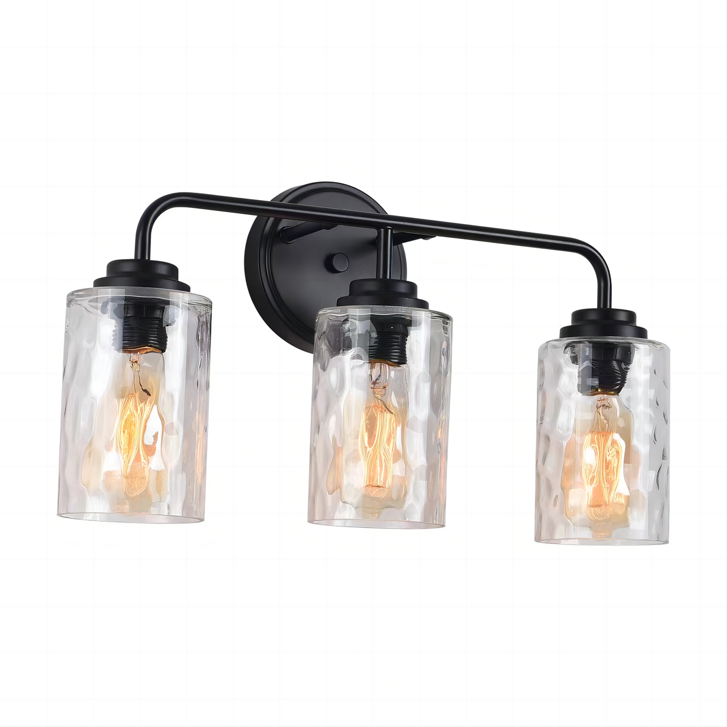 3-Light with Clear Glass Glacier Shade, Unique Hand-make Lampshade, Industrial Indoor Light Fixture for Bathroom Living Room Bedroom Over Kitchen Sink, E26 Socket [No Bulb]