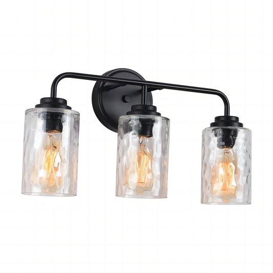 3-Light with Clear Glass Glacier Shade, Unique Hand-make Lampshade, Industrial Indoor Light Fixture for Bathroom Living Room Bedroom Over Kitchen Sink, E26 Socket [No Bulb]