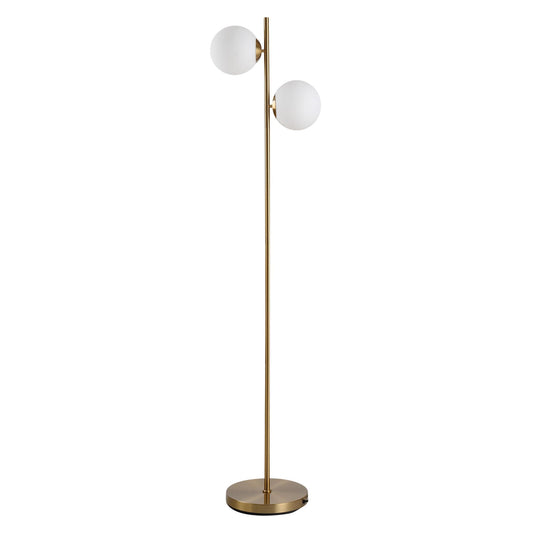 HOMCOM Floor Lamp w/ 2pcs Glass Lamp Shade Modern Portable Decorative Lamp, White