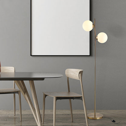HOMCOM Floor Lamp w/ 2pcs Glass Lamp Shade Modern Portable Decorative Lamp, White