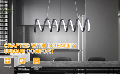 23"L X 6"H Spiral Loop Aluminum Integrated 14 W Led W/ Adjustable 47" - 12" Suspension Wire Modern Ceiling Pendant