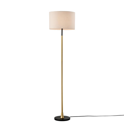 Floor Lamp for Living Room with Beige Lampshade, Standing Lamp Tall Industrial Floor Lamp Reading for Bedroom, Office (No Included Bulb) -Matte Black+Matte Gold