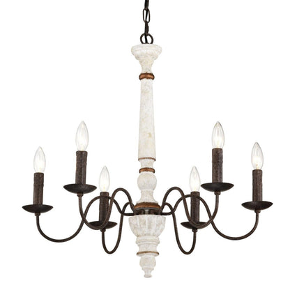 Retro white and Rust Color Chandelier With Light Fixture 6 Light (E12 NO include Bulb)  Pendant Light Fixtures for Dining Room, Lobby, Kitchen, Bedroom, Living Room, Conference Room, Home Office