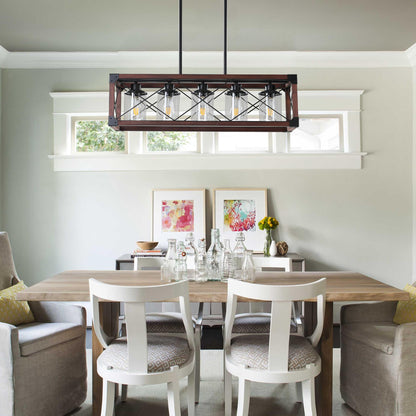 5-Light Retro Farmhouse Chandelier For Kitchen, Living room, Dining room Red and Black(No Bulbs) NEW SKU:W1340P206646
