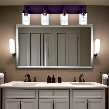Modern Wall Bathroom Vanity Light Fixture 4 Light Oil Rubbed Bronze Metal with Clear Glass Shade,Industrial Vintage Farmhouse Wall Mount Lighting Sconce