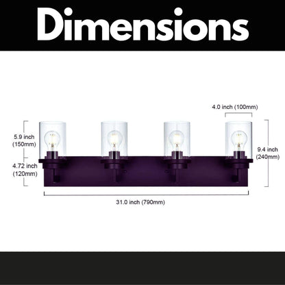 Modern Wall Bathroom Vanity Light Fixture 4 Light Oil Rubbed Bronze Metal with Clear Glass Shade,Industrial Vintage Farmhouse Wall Mount Lighting Sconce