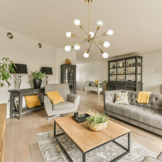 Modern Sputnik Chandelier Lighting 10 Lights with Adjustable Arms Brushed Brass Pendant Lighting