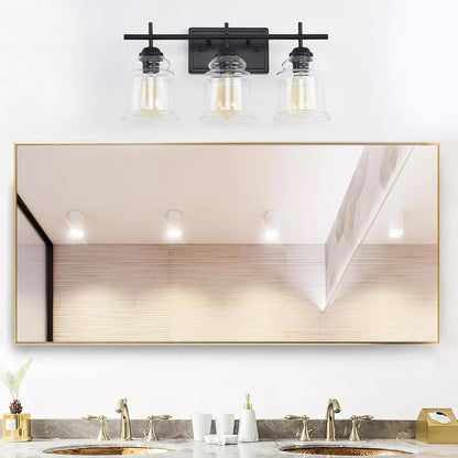 3-Light with Clear Glass Satin Shade, Unique Hand-make Lampshade, Industrial Indoor Light Fixture for Bathroom Living Room Bedroom Over Kitchen Sink, E26 Socket [No Bulb]