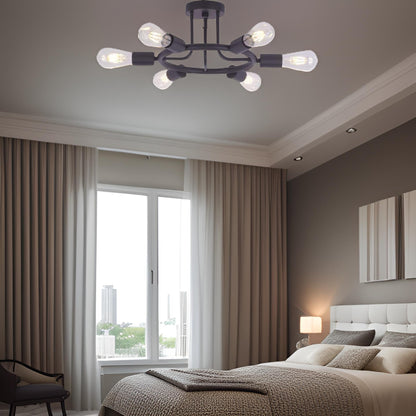 6 Light  Modern Sputnik Lights Semi Flush Mount Ceiling Light Oil-Rubbed Bronze Finished