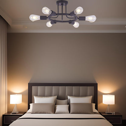 6 Light  Modern Sputnik Lights Semi Flush Mount Ceiling Light Oil-Rubbed Bronze Finished