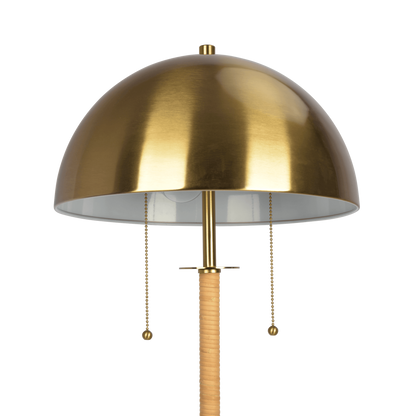 Allure 2-Light Floor Lamp, Gold Brass, Natural Rattan Tube , Double On/Off Pull Chain