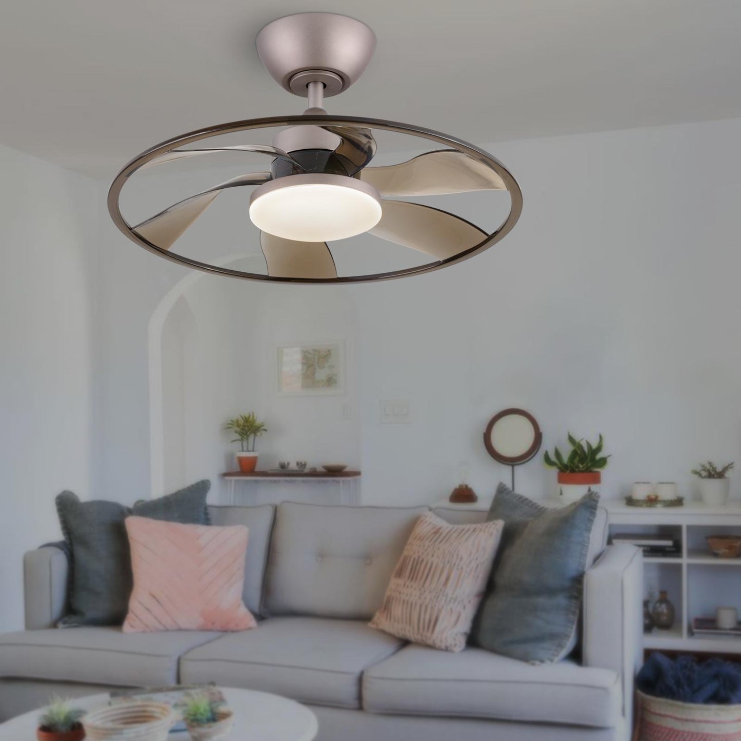 Light Pro 22 in. LED Indoor Coffee Smart Ceiling Fan with Remote Control