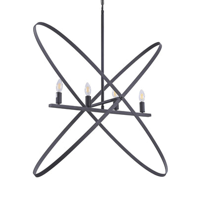 29"L X 15"W X 37.5"H 4 Led Matte Black Atom Brass Metal Pendant